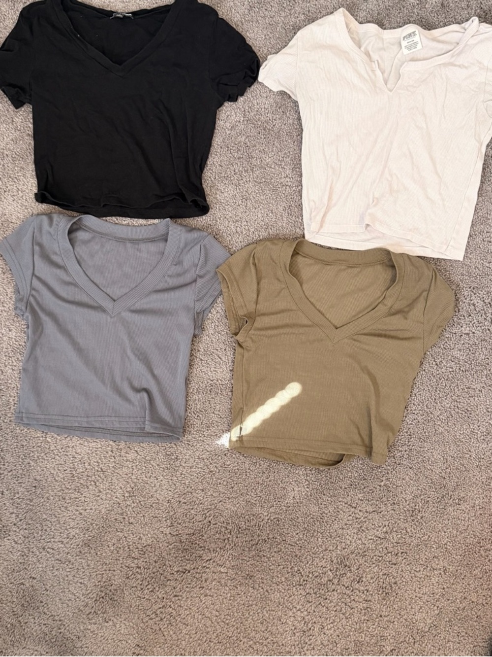 Fashion Nova Crop Top Bundle - Black, White, Gray, Olive medium